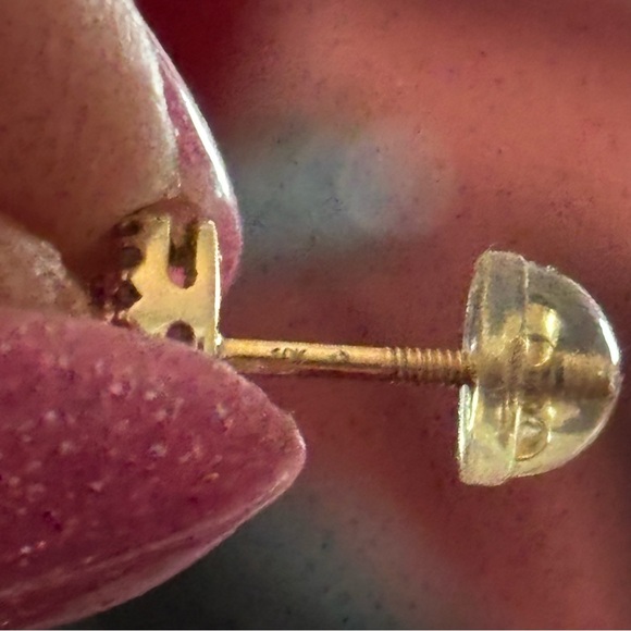 Elegant Gold and Silver Stud Earrings - Picture 3 of 6